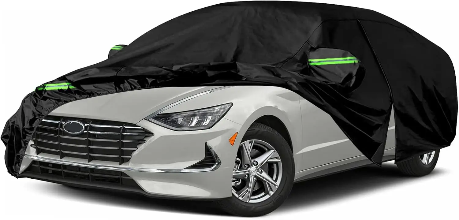 

Waterproof All-Weather Car Cover for Hyundai Sonata 2006-2025, 6-Layer Protection with Zipper & Windproof Bands