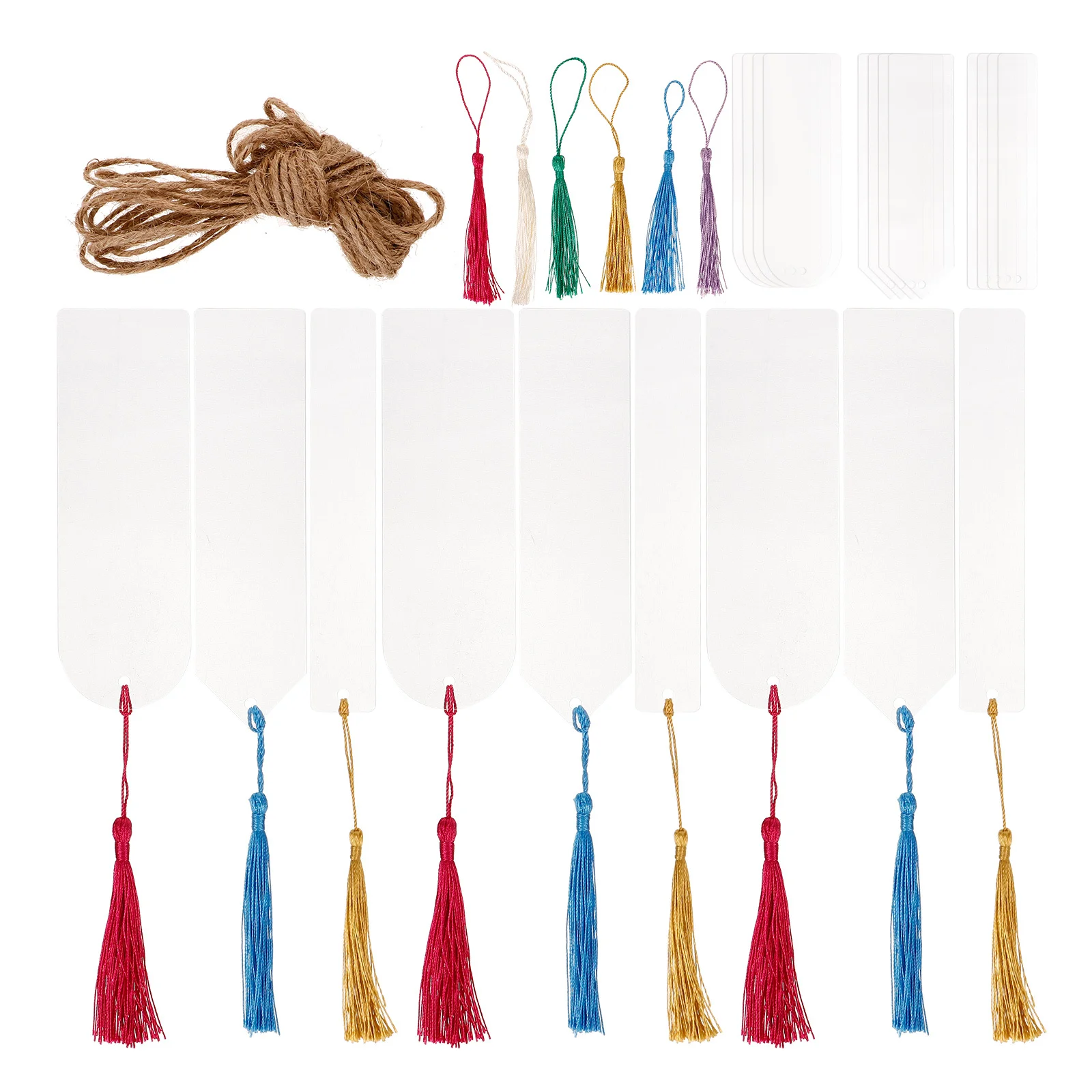 30세트 아크릴 투명 책갈피 빈 직사각형 태슬 페이지 마커 DIY 독서 액세서리 선물 책갈피