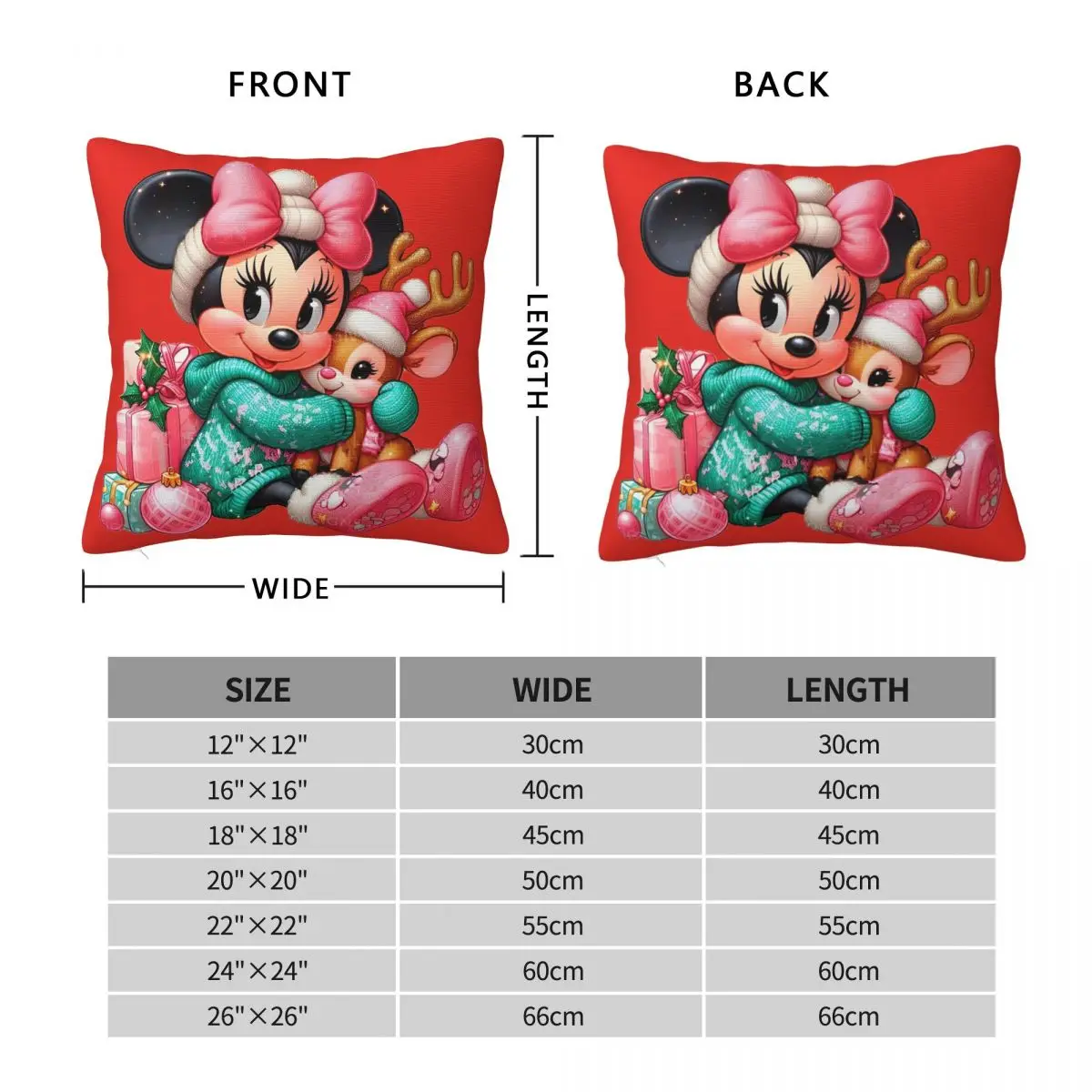 Christmas Mickey Mouse Pillow Case Kawaii Pillow Cover Square Design Cushion Cover Pillowcases For Living Room Chair