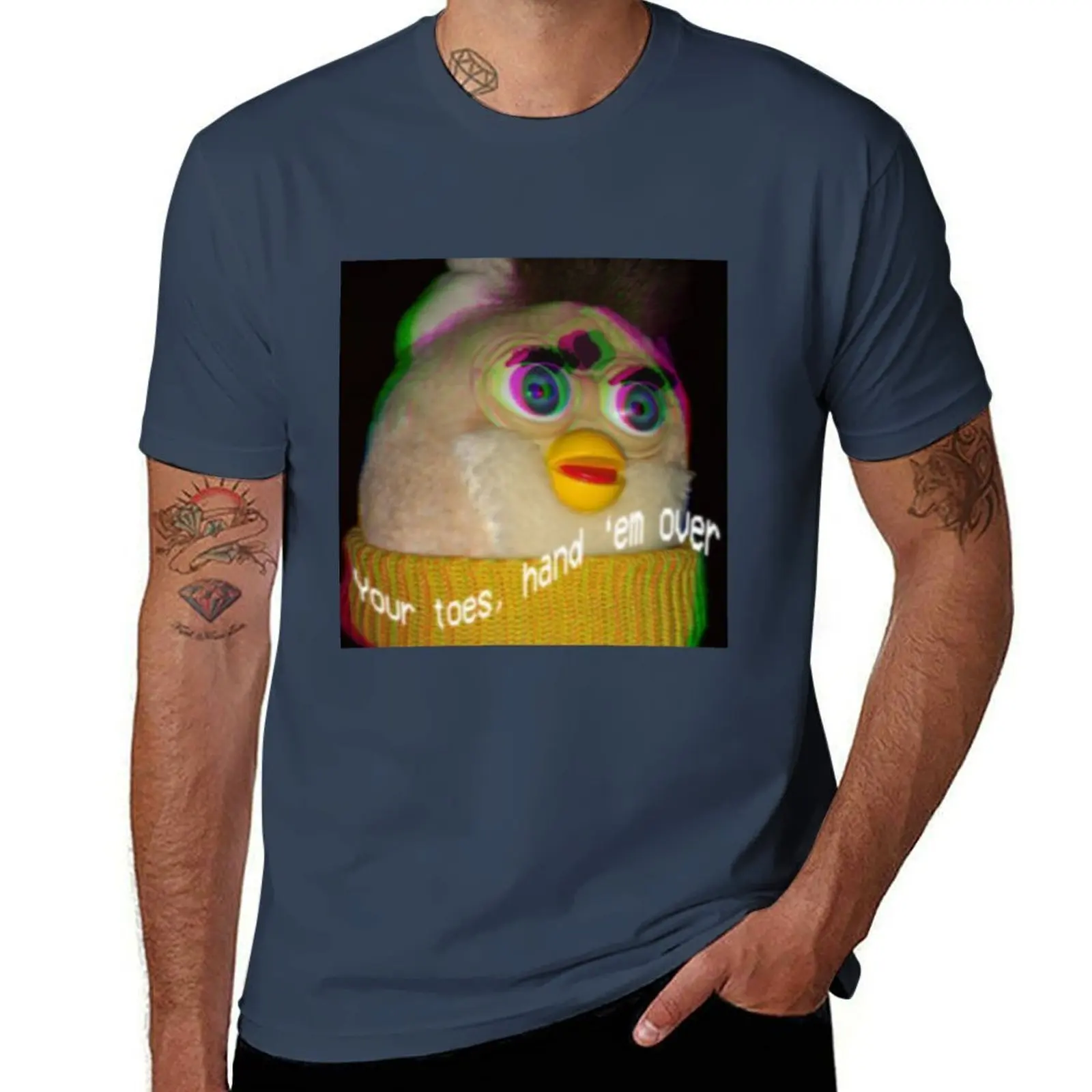 

long furby give him your toes T-Shirt Classic Crew Neck Cotton T-Shirt