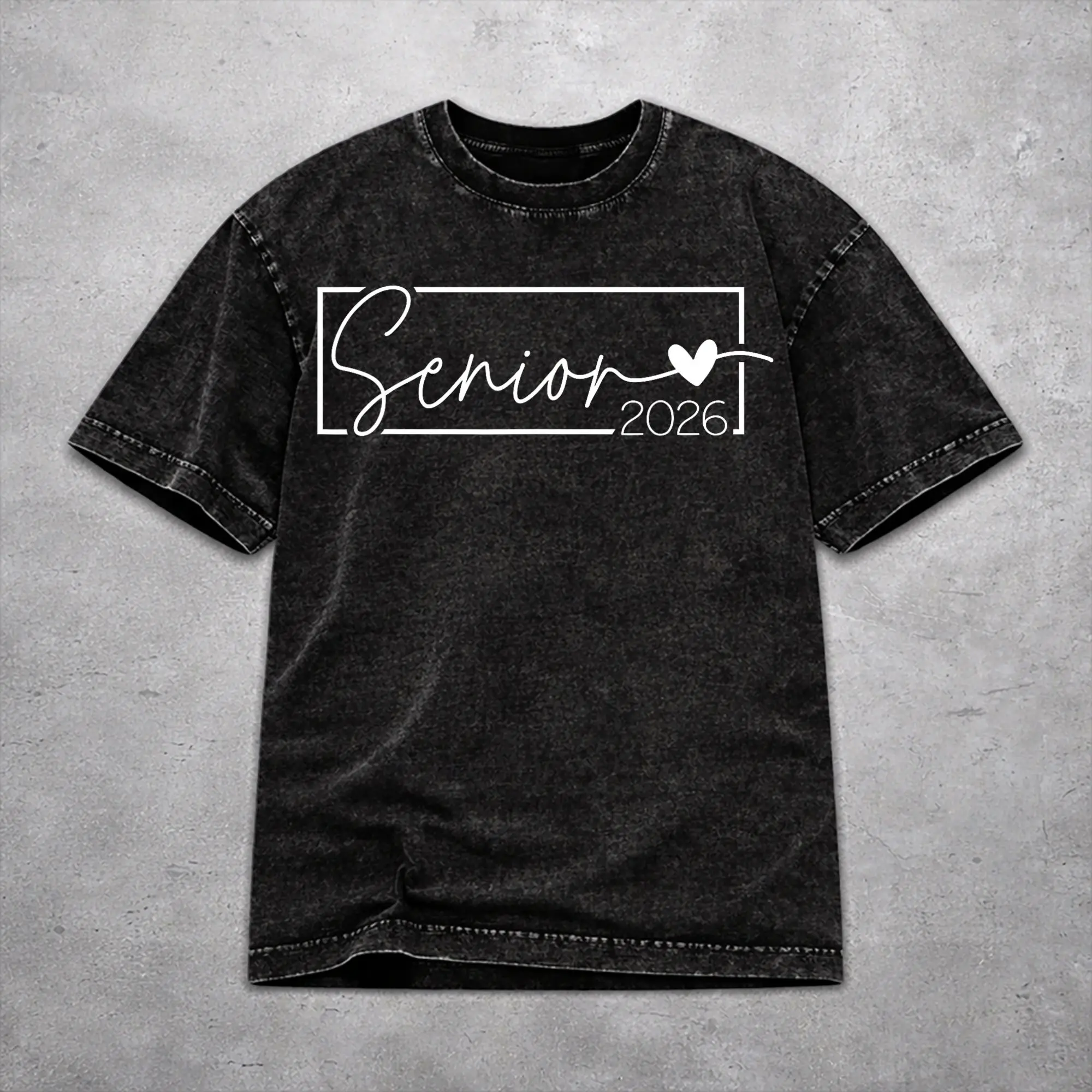 Men Women Vintage Washed T-shirts Class of 2026 Senior Graduation Print Shirt Accessories Oversize  Tees Tops