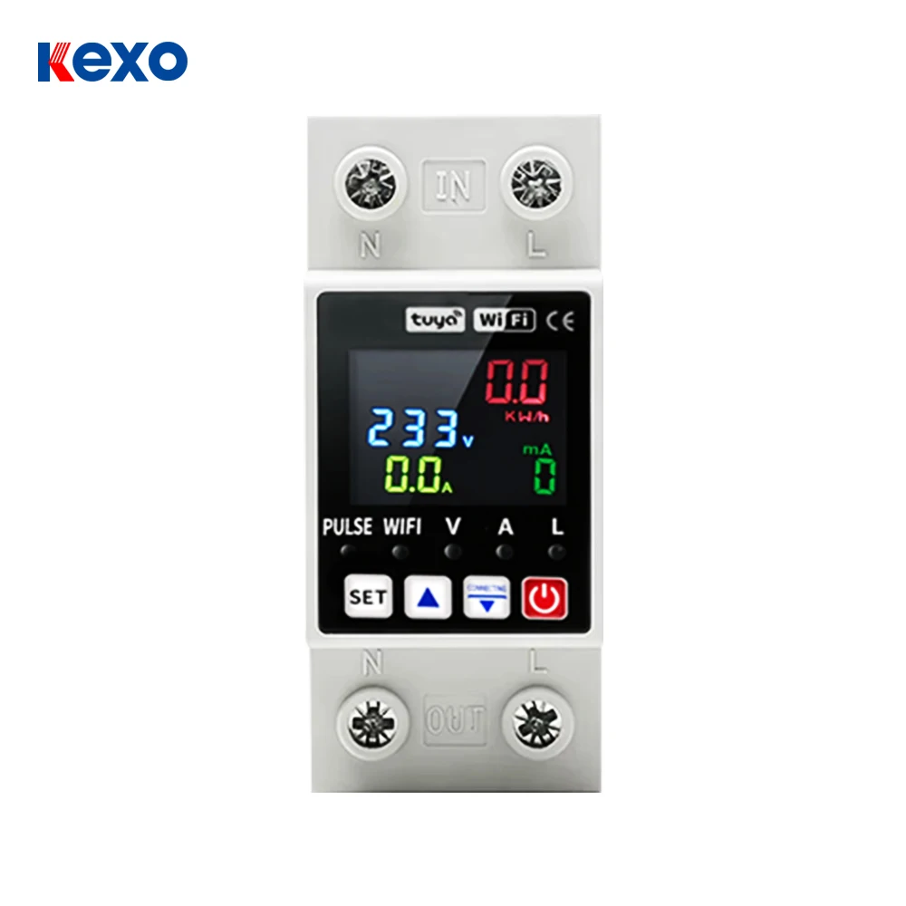Tuya WiFi Smart Enery Power kWh Meter Monitor Under Over Voltage Current Earth Leakage Protector Time Relay Switch Breaker