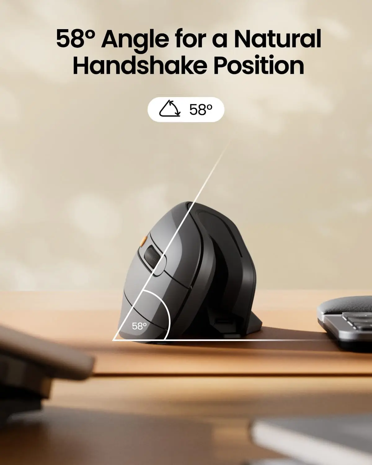 ProtoArc Ergonomic Vertical Mouse EM11 NL Rechargeable Wireless Mouse BT Ergo Mice with 3 Multi-Device 2.4GHz Optical Mice