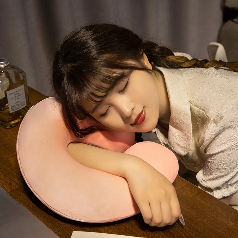 وسادة بسيطة من القطيفة على شكل حرف U للقيادة والسفر وسادة رقبة ناعمة وسادة قيلولة وسادة ناعمة مريحة لتخفيف التعب