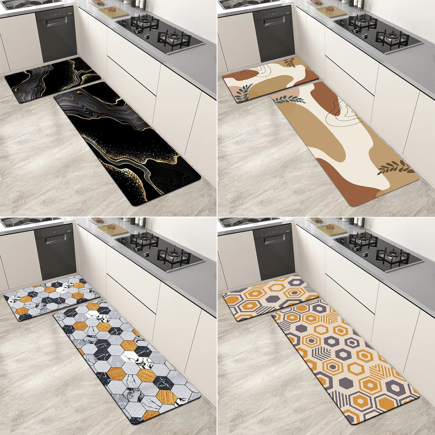 1 PC Polyster Water Uptake Oilproof Kitchen Mat Printed Antislip Bath Bedroom Mat Soft Washable Carpet Bathroom Entrance Doormat