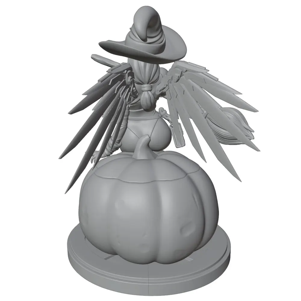 Figura resina bruja en calabaza sin pintar para rol y coleccionismo - imagen 4