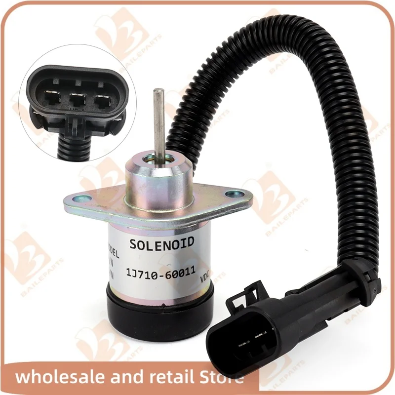 12V 1J710-60010 Fuel Shut Off Solenoid For Kubota V2607 6691498 6691313 7000769 For Bobcat S160 S185 S205 450 1E137-60012 Engine