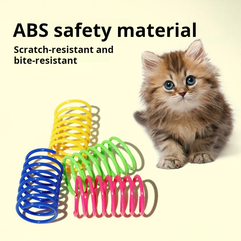

50Pcs Cat Spring Toy, Cat Spiral Toys Interactive for Indoor Colorful Cats Plastic Springs Coil for Kitten Hunting Swatting