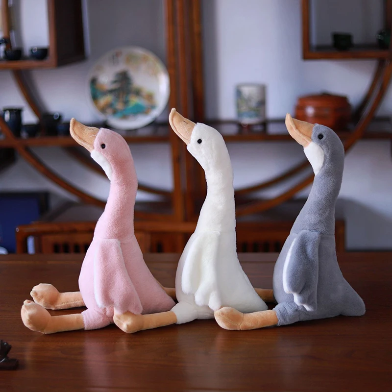 3Colors Long Neck Goose Stuffed Plush Doll Cute Soft Stuffed Goose Dolls Plushie Animals Toys for Birthday Gifts Home Decor