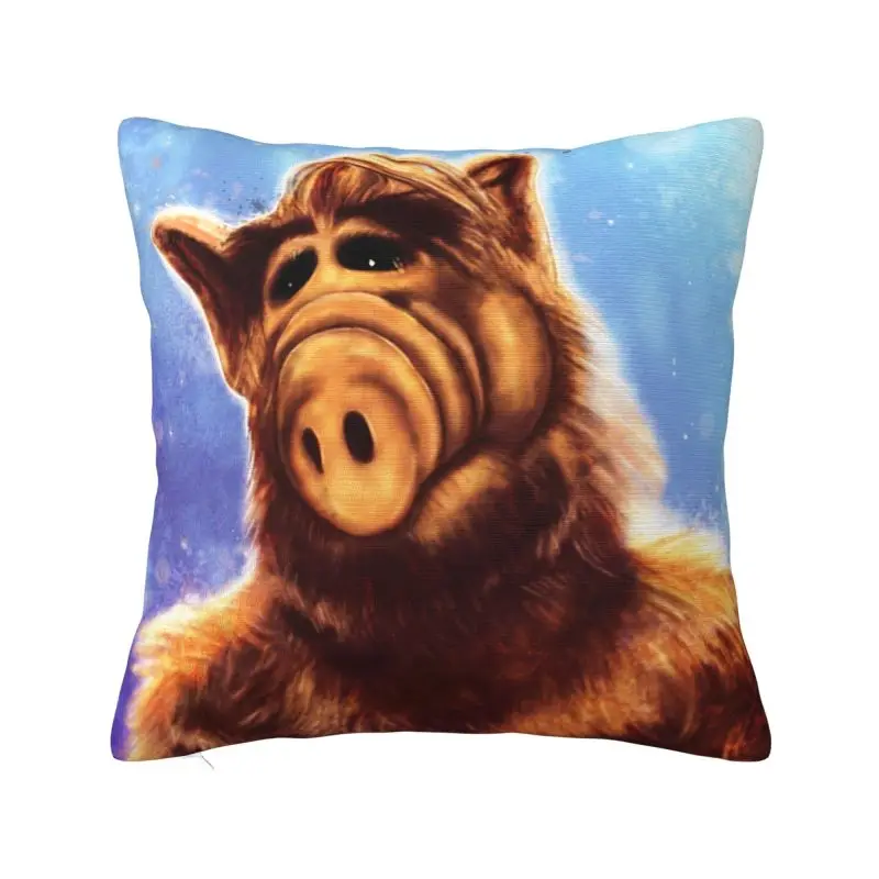 Funny Sci Fi Tv Show Alf Pillow Case 45x45cm Sofa Alien Life Form Luxury Cushion Cover Velvet Pillowcase