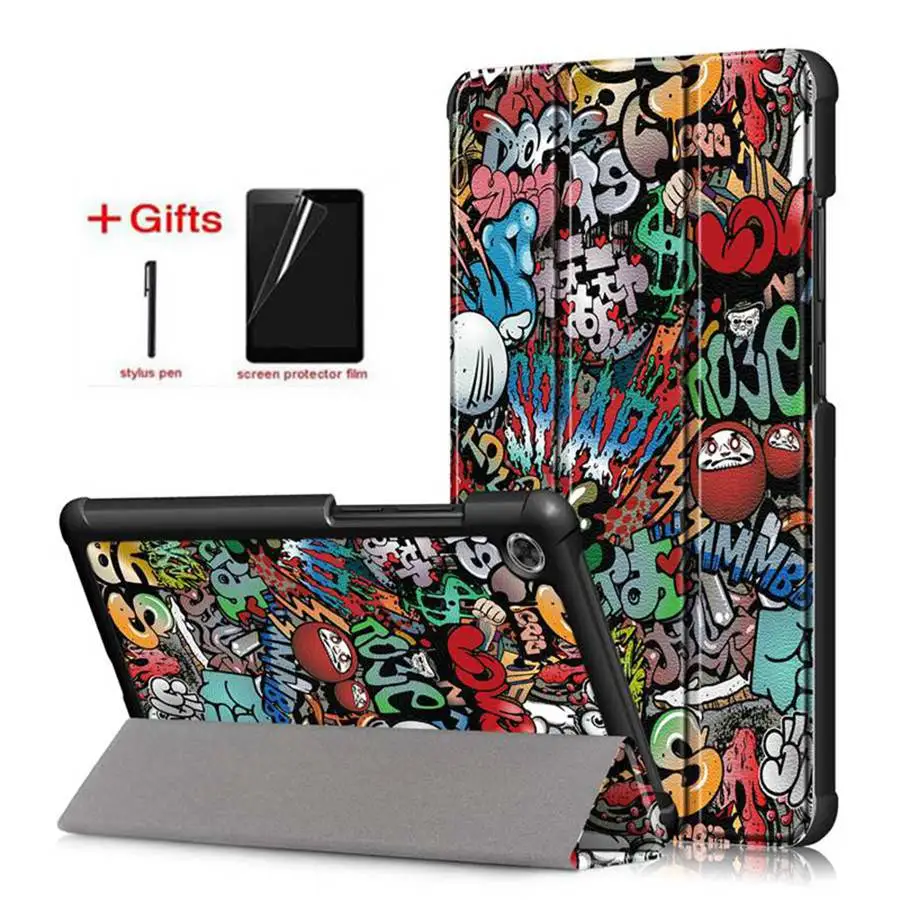 Ultra Slim Flip PU Leather Case for Lenovo Tab M7 2019 Smart Cover for TB-7305F TB-7305X TB-7305I 7.0 inch Tablet Case+film+pen