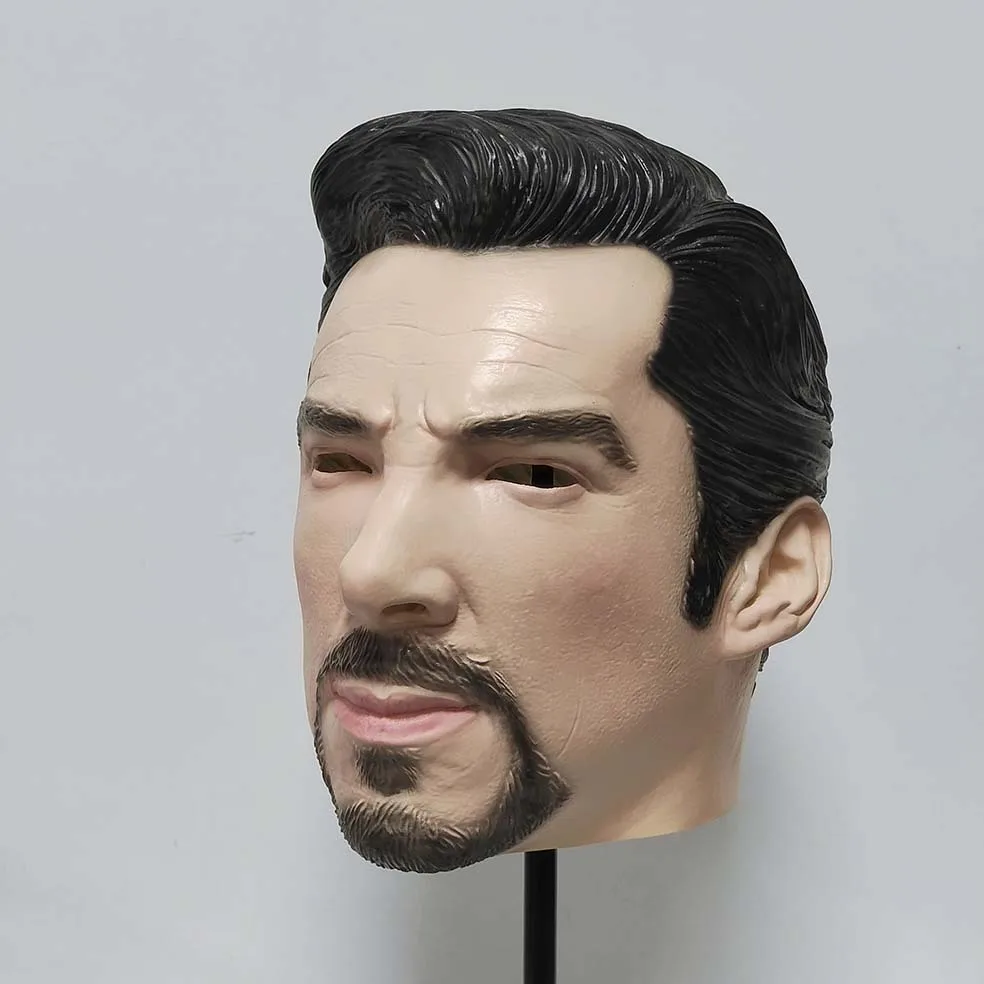 Realistische Latex-Vollkopfmaske, bärtige Männer-Gesichtsmaske mit Haaren, Halloween-Cosplay-Party-Kostüm-Requisiten für Erwachsene – Detail 5