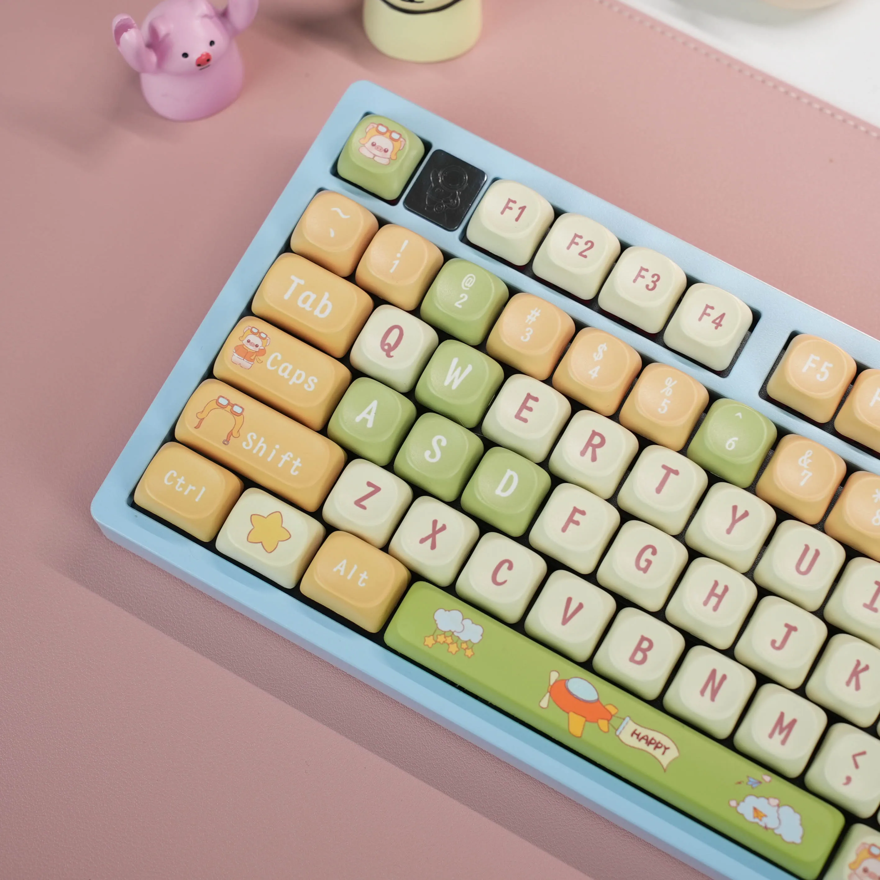 

127 Keys Piggy Pilot Keycap Set PBT Material Thermal Sublimation Key Caps for Mechanical Keyboard MOA Profile Cute Keycaps