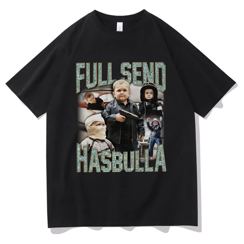 Full Send Hasbulla Magomedov Funny Meme T Shirts Russia Mini Khabib Blogge Fighting T-shirts Men Women Casual Oversized T-shirt