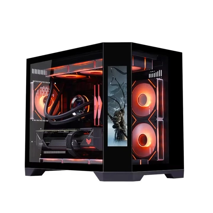 Aanpasbaar nieuw ontwerp Mid-tower MATX Gamer PC-behuizing met USB3.0 en gehard glas Nieuwe LCD-scherm Computerbehuizing