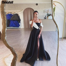 Thinyfull A-line Off Shoulder Evening Party Dresses Satin Prom Dresses Split Women Formal Occasion Gowns 2024 Customized