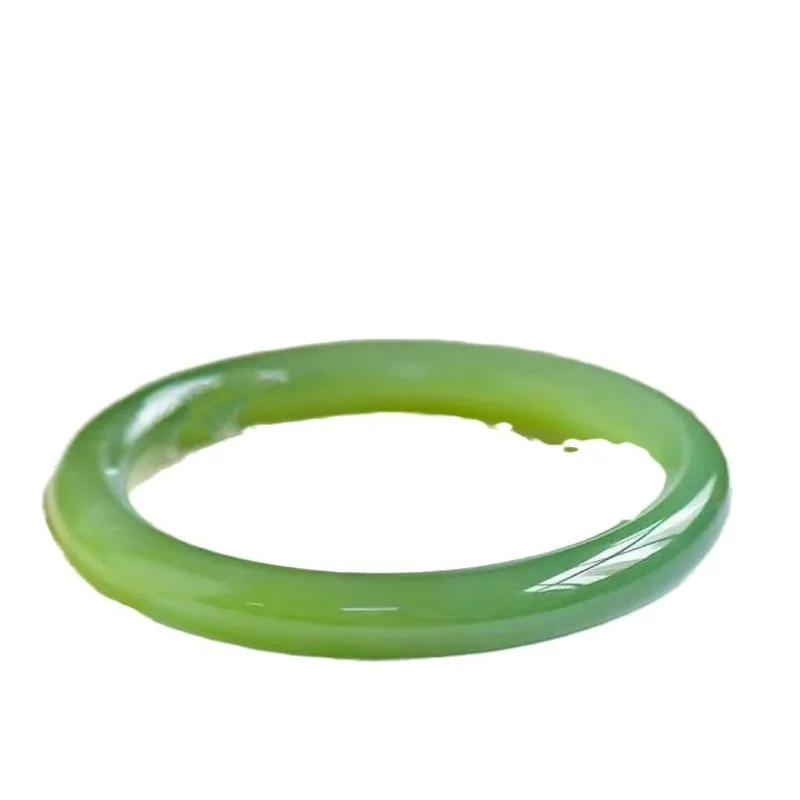 

Bracelet Ice Clear Water Green Round Bar Bracelet Yu Bracelet Outer Mongolian Beauty