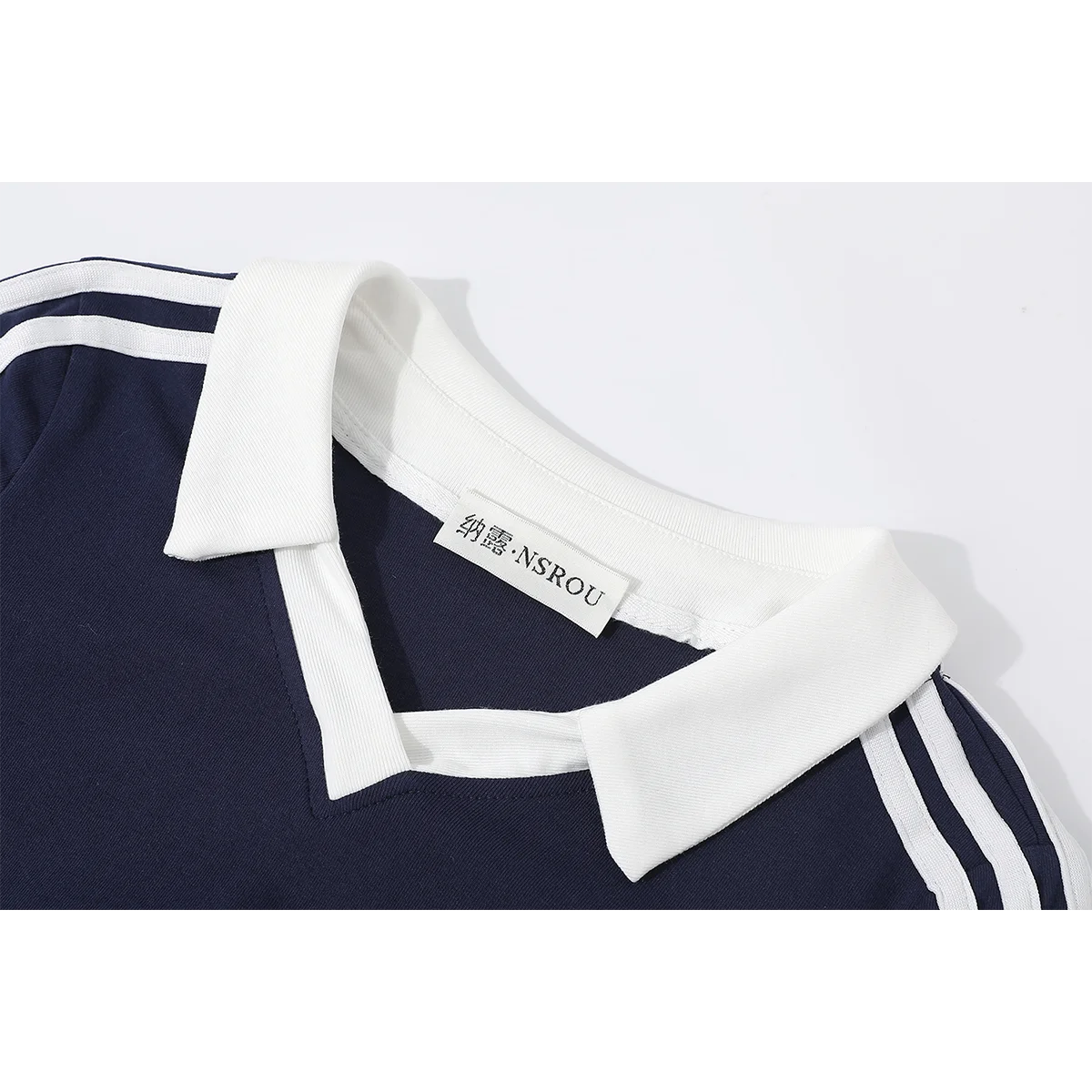

American Retro Sport Casual Patchwork V-ne Long Sve T-irt Women's Spring Autumn Slimming Knitted Top Base Layer