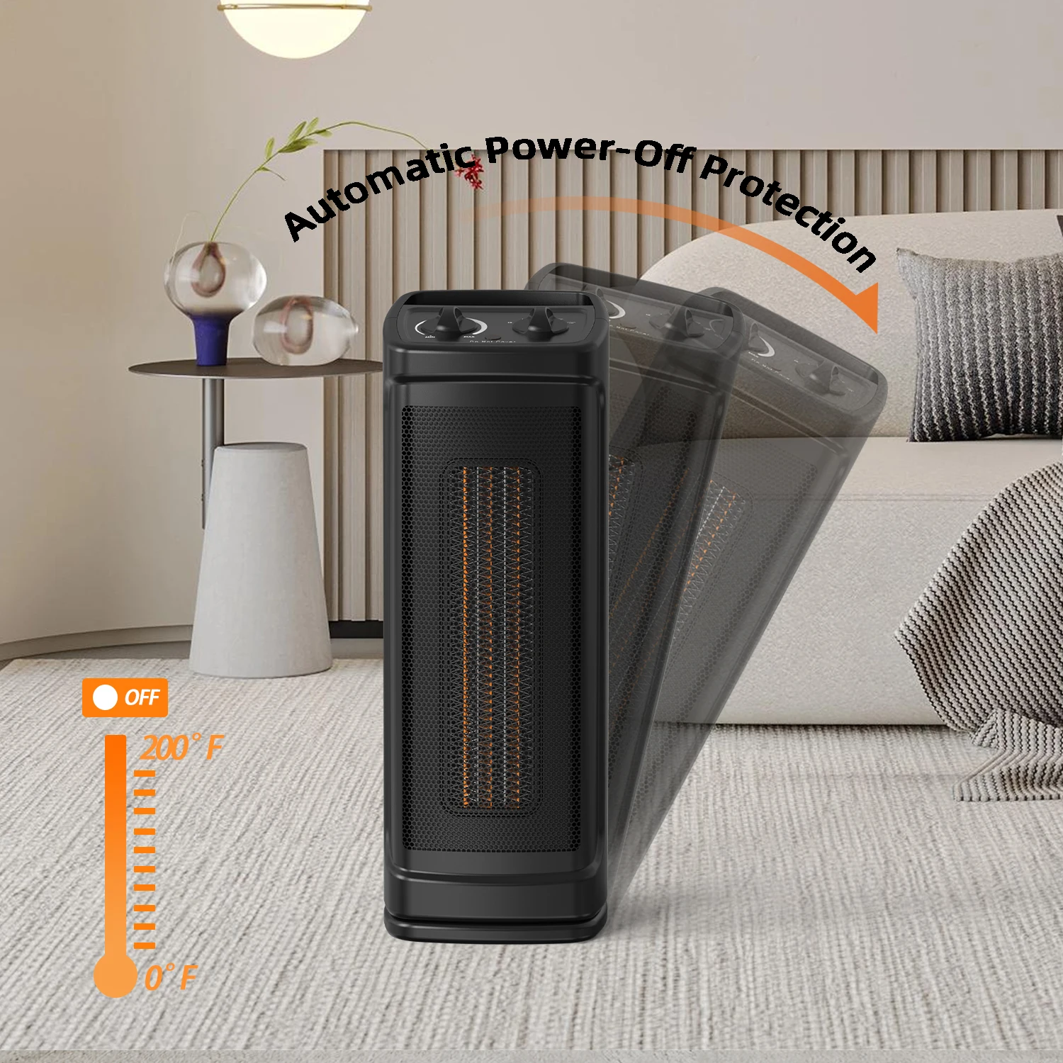 1000W 1500W Digital Ceramic Portable Electric Home Living Room Bedroom Indoor Air Space Tower Heater With Fan Oscillation