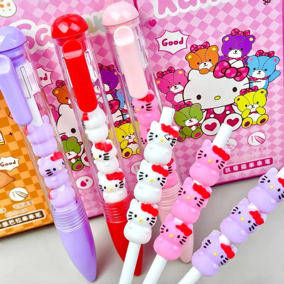 3pcs Stationery Set Sanrio Hello Kitty Gel Pen Set Sanrio 0.5Mm Black Personality Ins Wind Fun Decompression Pen Students Learn