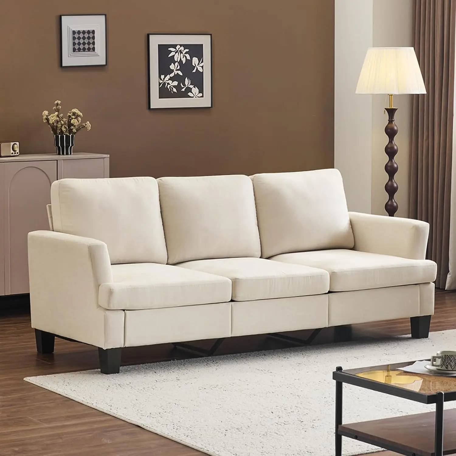 White 83" Sofa Couc… - image