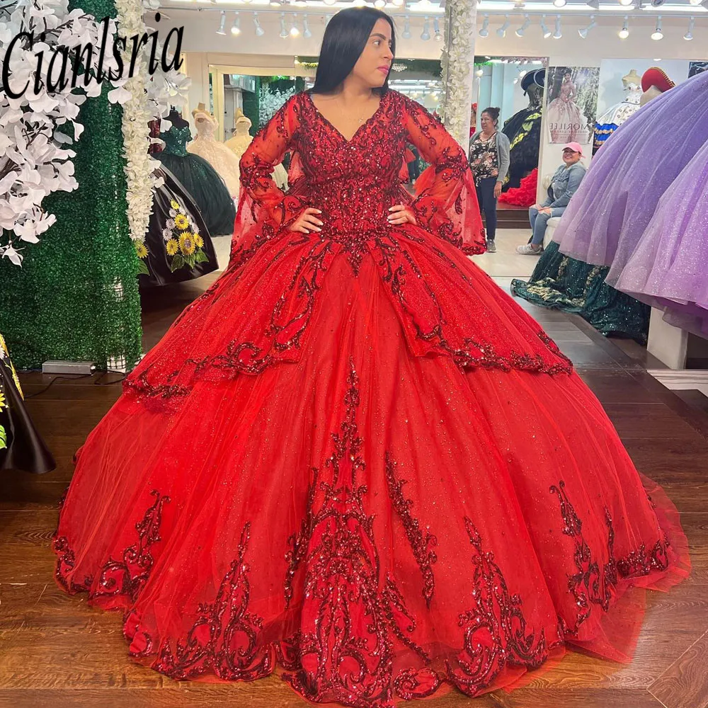 Red Mexican Quinceanera Dress 2023 Sweet 16 Prom Party Dress Outdoor Dresses vestidos de 15 años xv Corset Back