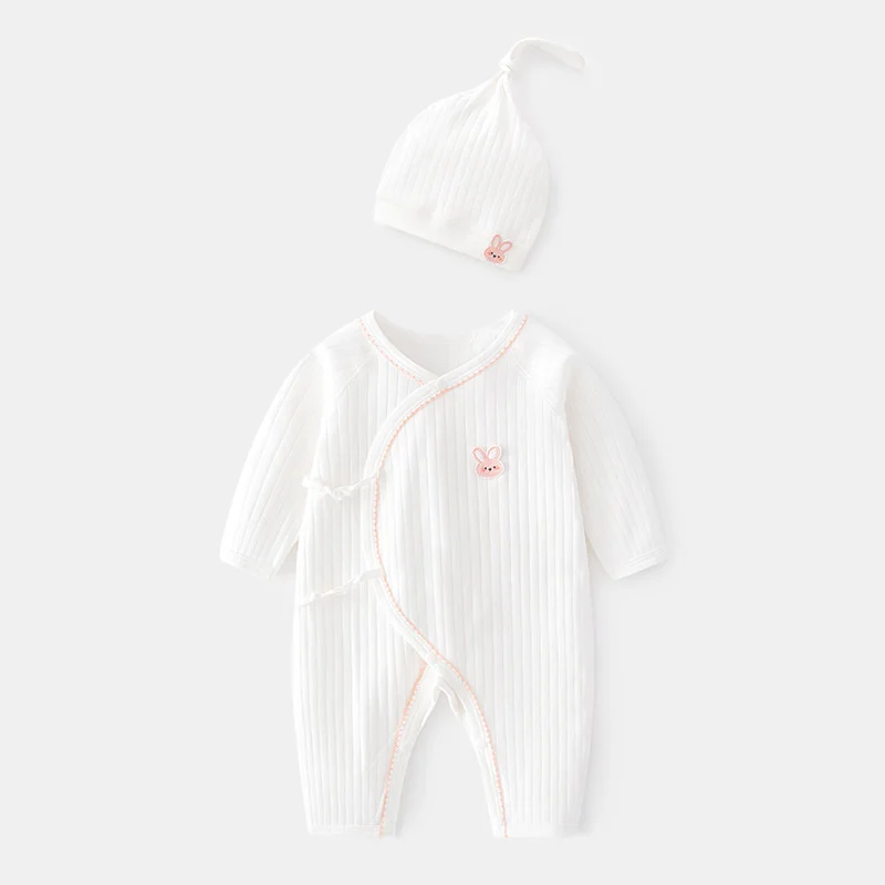 0 - 6 Months Baby Girls Boys Romper Hat Cotton White Clothes For Girls Cute Fashion Infant Boneless Jumpsuit  Spring Autumn New