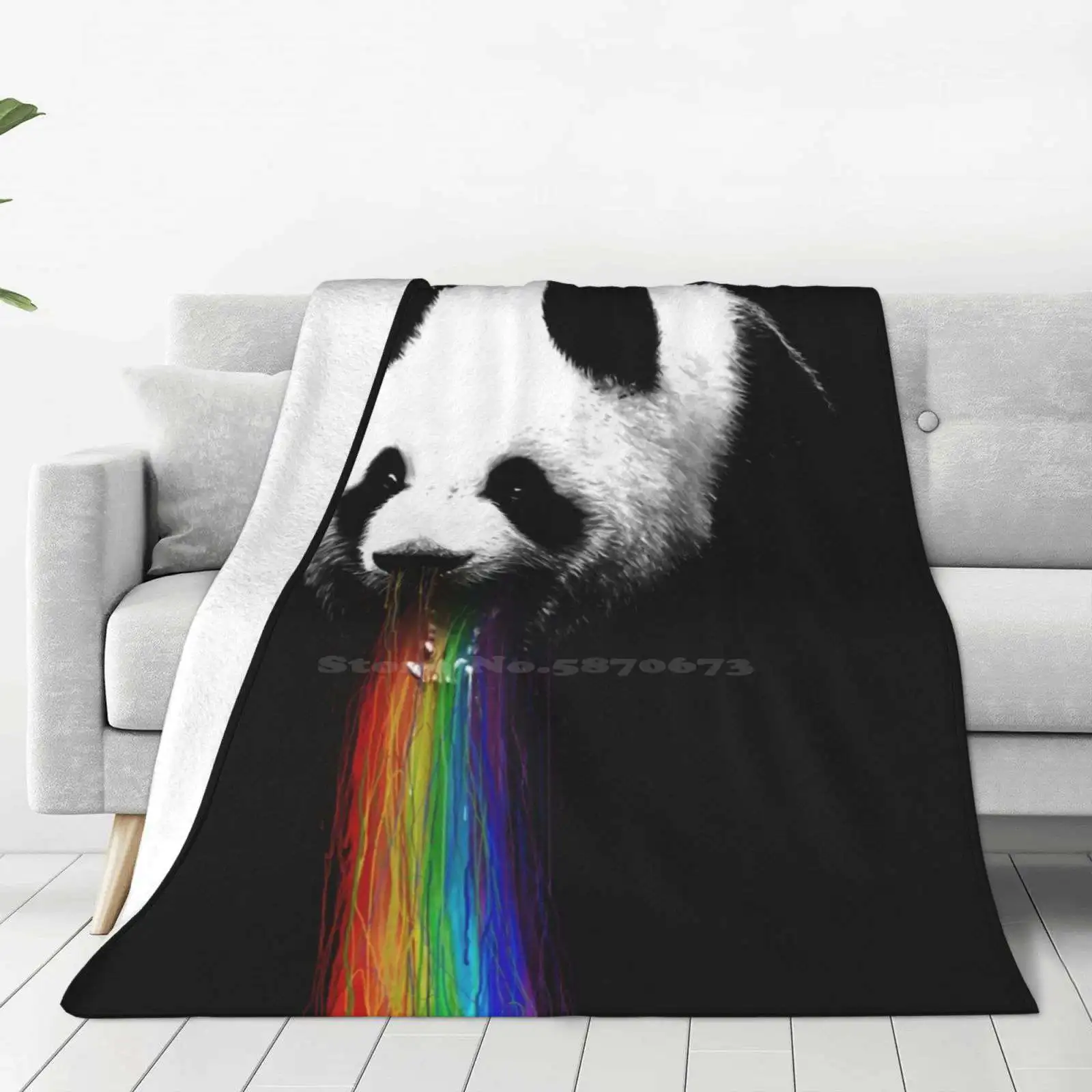 Pandalicious Four Seasons Comfortable Warm Soft Throw Blanket Animals Nature Vomit Rainbow Funny Humor Colors Cool Pandas Zoo