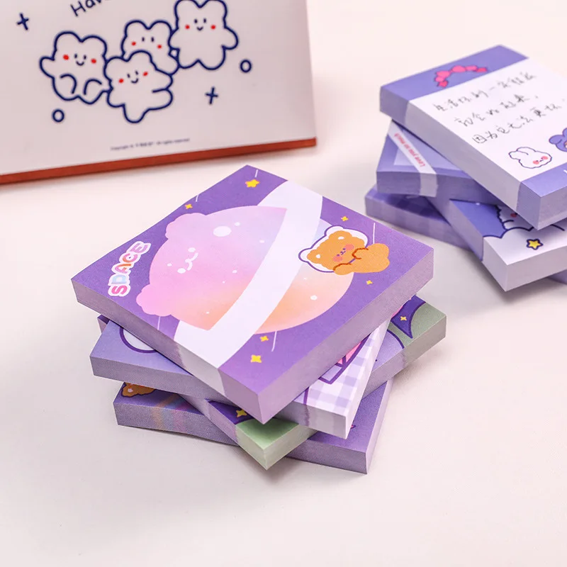 50 Sheets Cartoon Cute Rabbit Bear Sticky Notes Kawaii Stationery Memo Pad Note Paper for Student Office