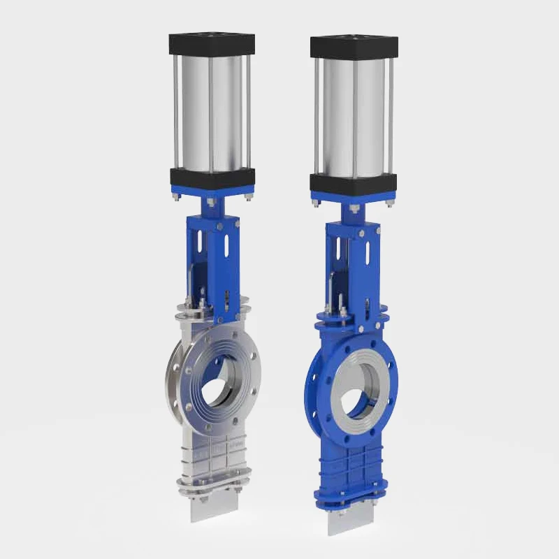 PN10 8 inch Pneumatic Operated Knife Gate Valve WCB SS304 Pneumatic cylinder Air Control double flange lug Knife Gate Valve