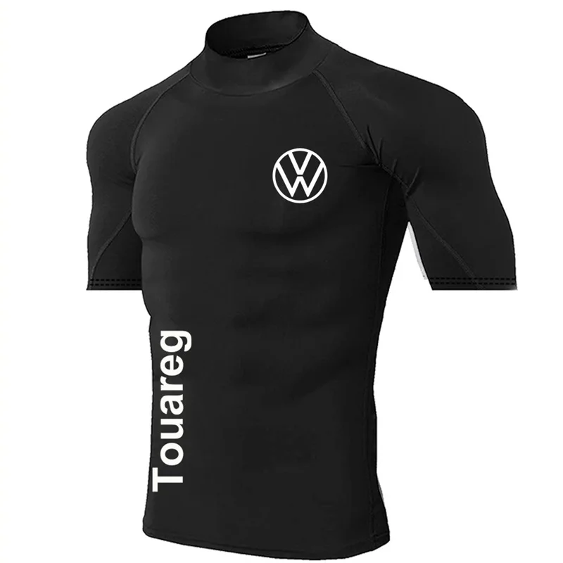 2025 Volkswagen printed fitness suit, autumn short sleeved running shirt, breathable training quick drying top