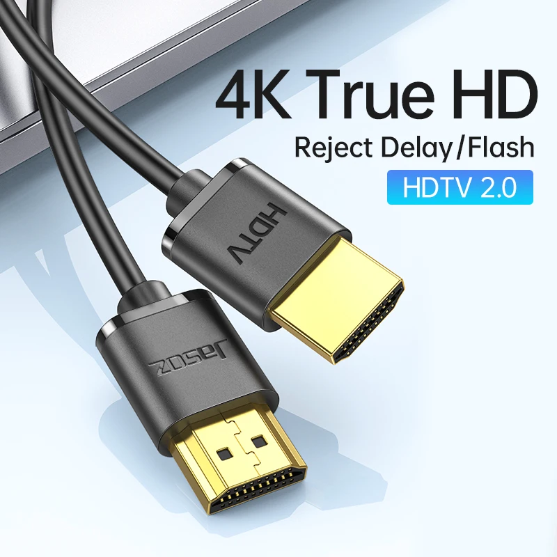 Jasoz 4K HDMI-Compatible Cable 4K@60Hz Slim HDMI 2.0 Cable Adapter HDR eARC 3D for PC Laptop TV Box PS5 PS4 Monitor Projector