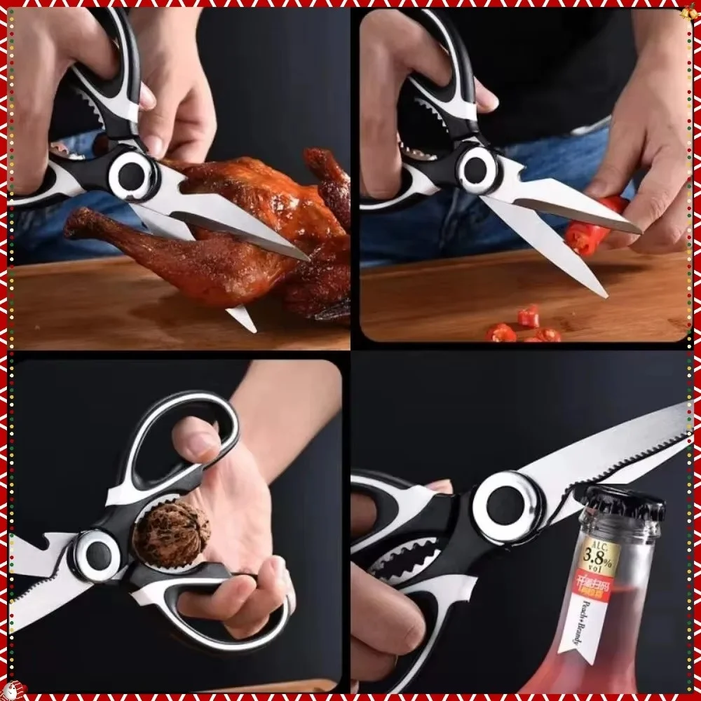 Multifunctional Stainless Steel Kitchen Scissors Heavy Duty for Cutting Fish Meat Chicken Bone Vegetable Food Chopping Tool