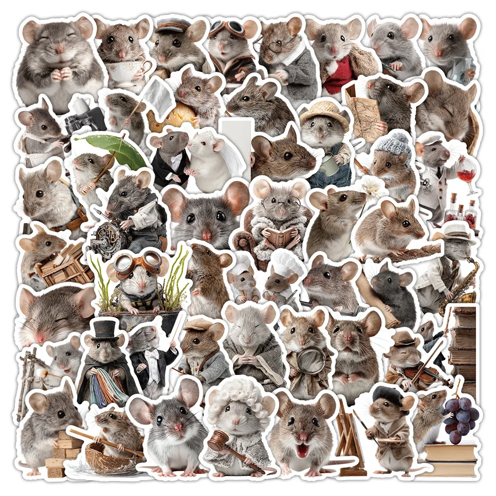 50 pieces of zodiac rat stickers - creative, high-definition, fun decorative wall art for notebooks and desktops