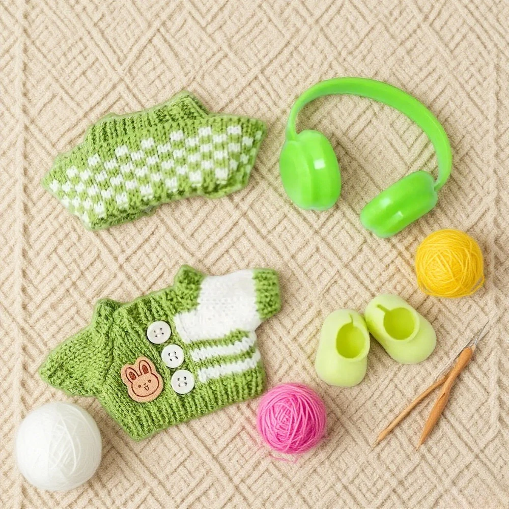 

Doll clothes for Labubu Outfit V1 V2 V3 17cm Dolls Sitting Accessories Glasses Clothing Designer Kids Gift Sweater Hat Bag Set