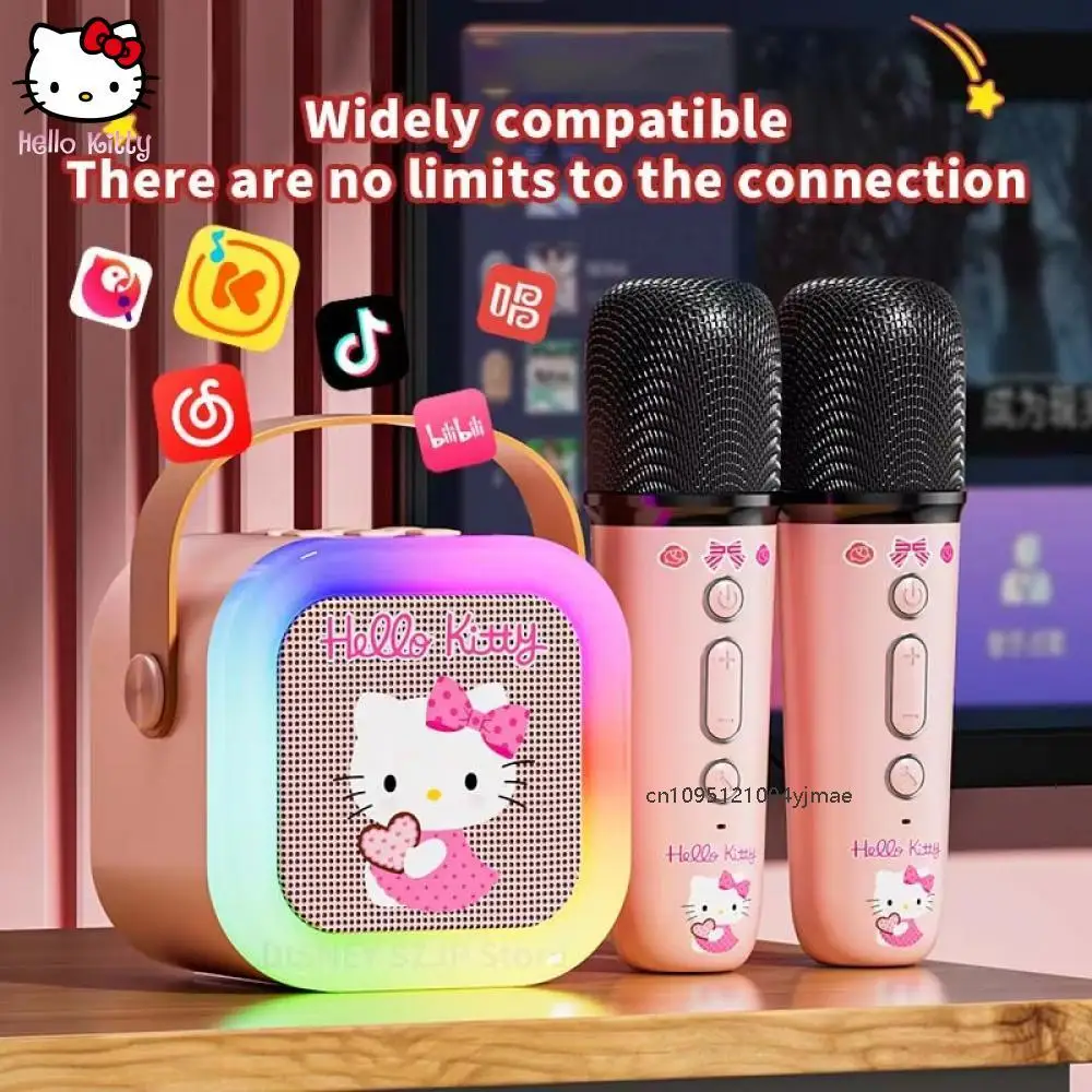 

Bluetooth-колонки Sanrio Ml07 Караоке-машина Портативные колонки Bluetooth с микрофоном Светодиодная машина Подарок Домашний семейный пение