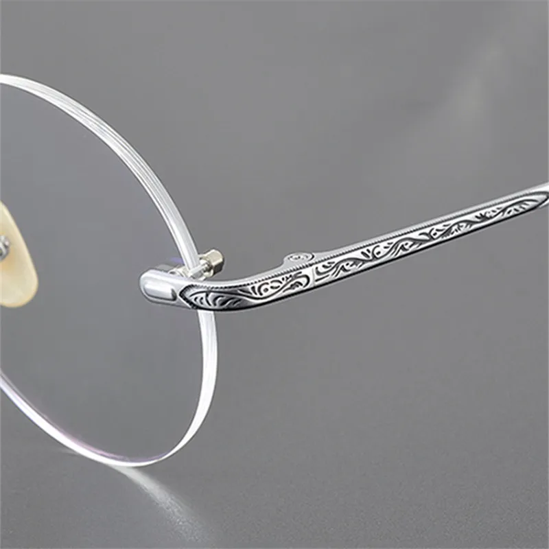 Handmade Retro Round Frameless Glasses Frame Men Women Ultra-light Titanium Rimless Eyeglasses Classic Circle Spectacles Eyewear