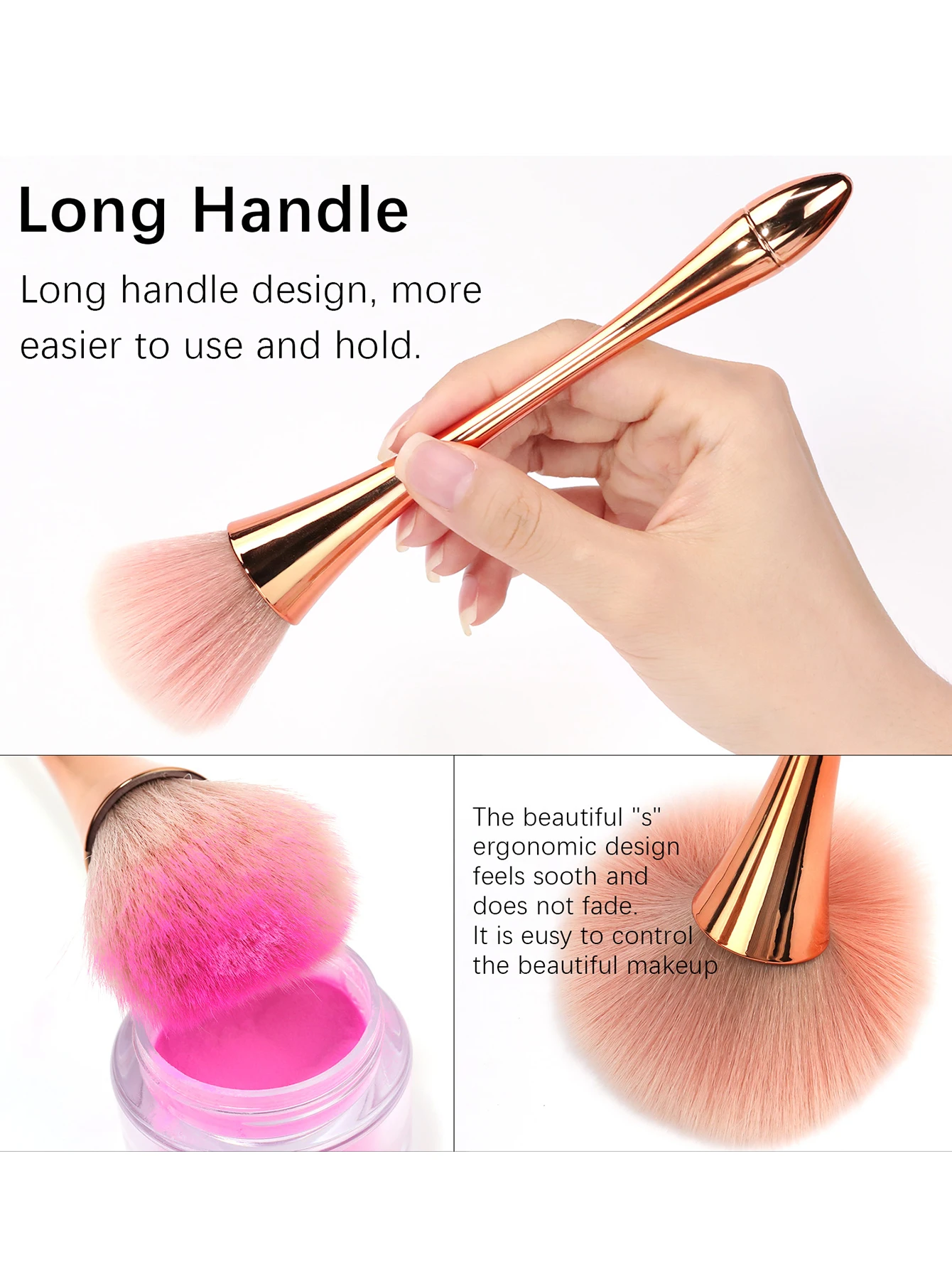 Set da 2 pezzi di pennelli per polvere per unghie, pennelli per trucco in vita, pennelli famosi per Internet, pennelli per unghie, pennelli per polvere, pennelli per fard, cipria sfusa