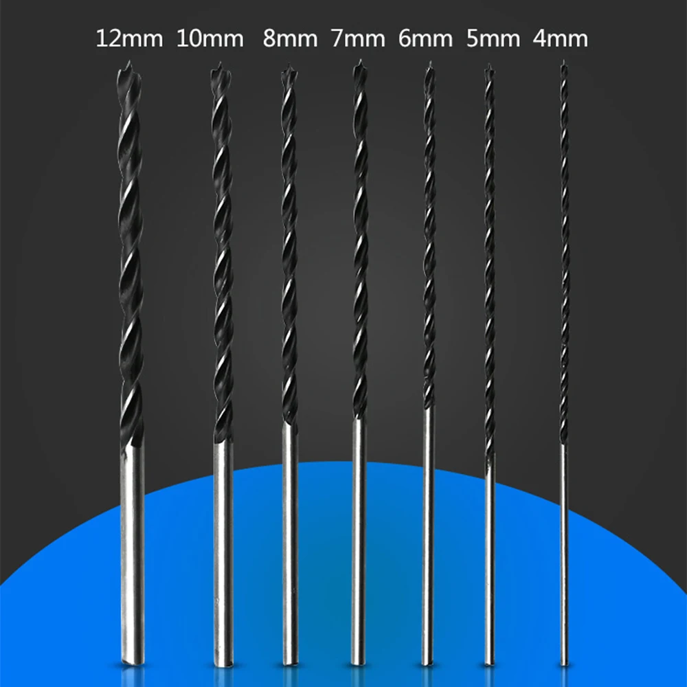 

7Pcs 300mm Length High-carbon Steel Woodworking Twist Drill Bit Wood Drills with Center Point 4-12mm Diameter For Woodworking