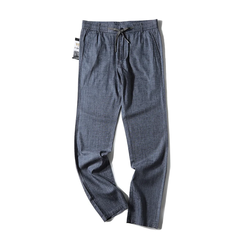 

Льняные повседневные брюки Супер крутые прямые повседневные брюки Мужская мода для путешествий Тонкие тонкие брюки из смеси хлопка и льна на шнурке