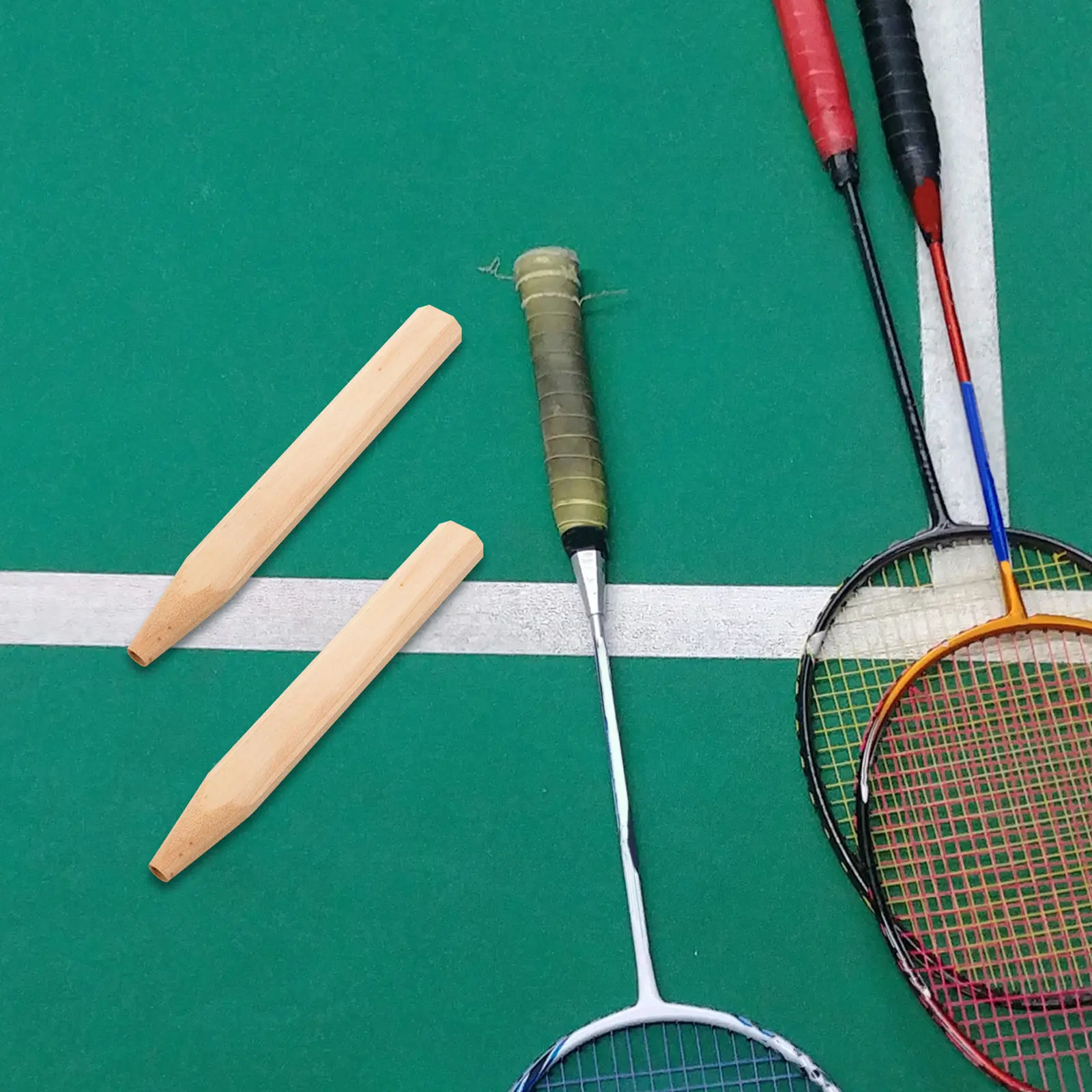 

2 шт. 7,66-дюймовые деревянные гладкие рукоятки для бадминтонных ракеток, сменные, для ремонта и восстановления, аксессуар для спортивного инвентаря
