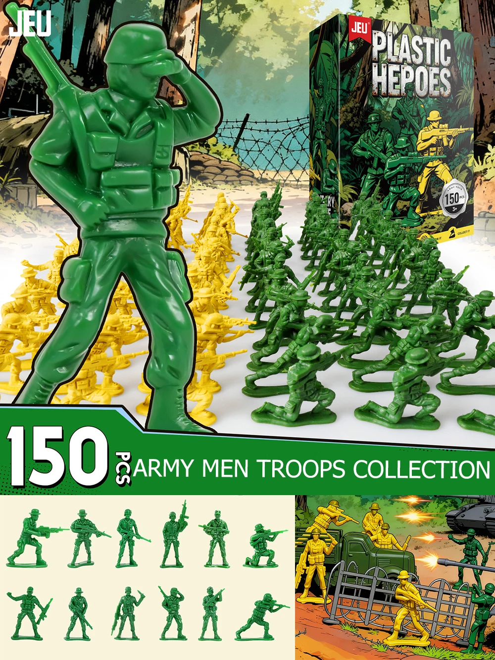 ViiKONDO الجيش الرجال لعبة الجندي 150 قطعة عمل عسكري الشكل 4-5 سنتيمتر القوات الخاصة القوات الصغيرة متعة المناورات تمثال في صندوق ملون #1