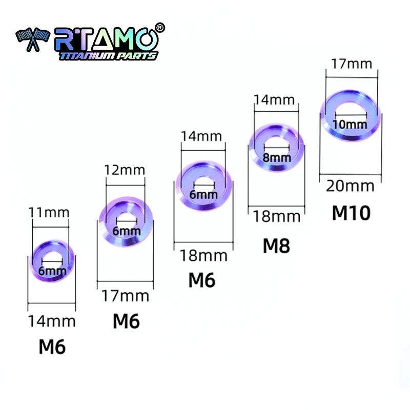 RTAMO M6 M8 M10 Step Washers Titanium Gaskets for Bicycle and Motorcycle Conversions Spacer (1PC)