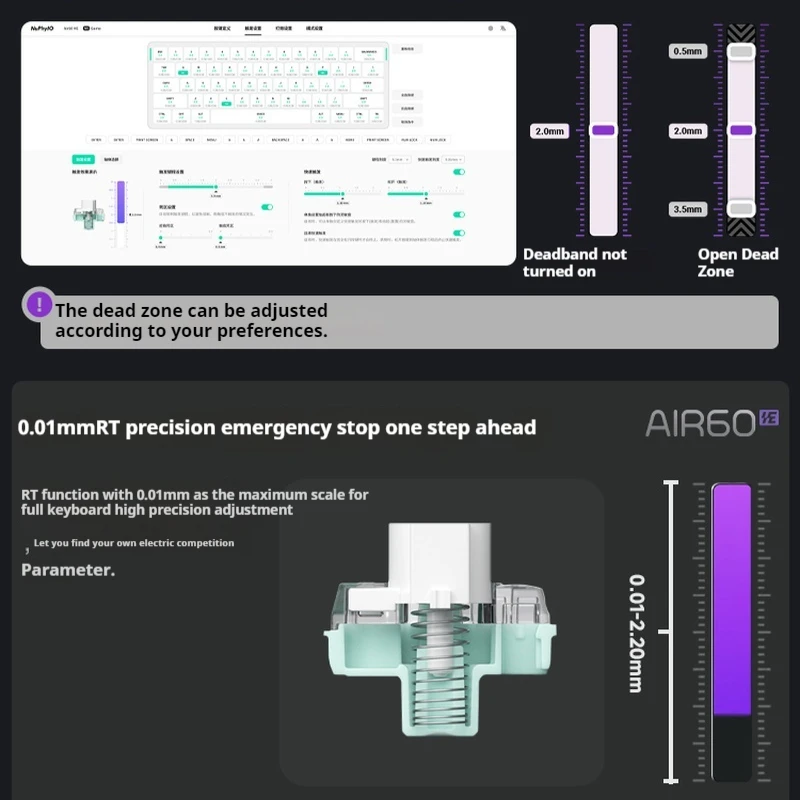 Nuphy Air60 He Mechanical Keyboard Esports Low Magnetic Axis Rapid Trigger Low Latency 61key Hot Plug Customized Gaming Keyboard