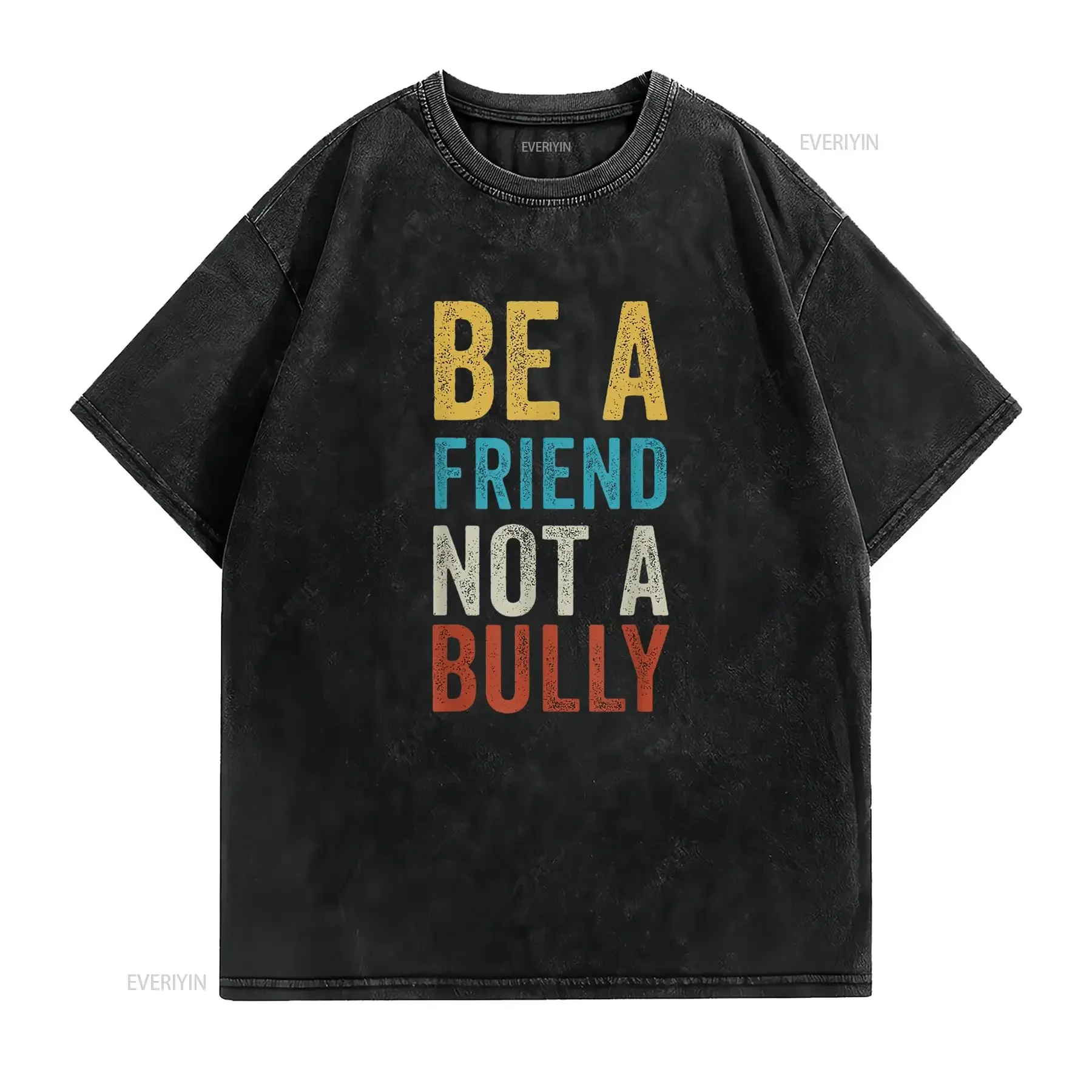 تي شيرت نسائي Be A Friend Not Bully Anti Bullying Awareness Unity Day تي شيرت عتيق مغسول قليلاً ملابس مصممة برسومات عصرية #2
