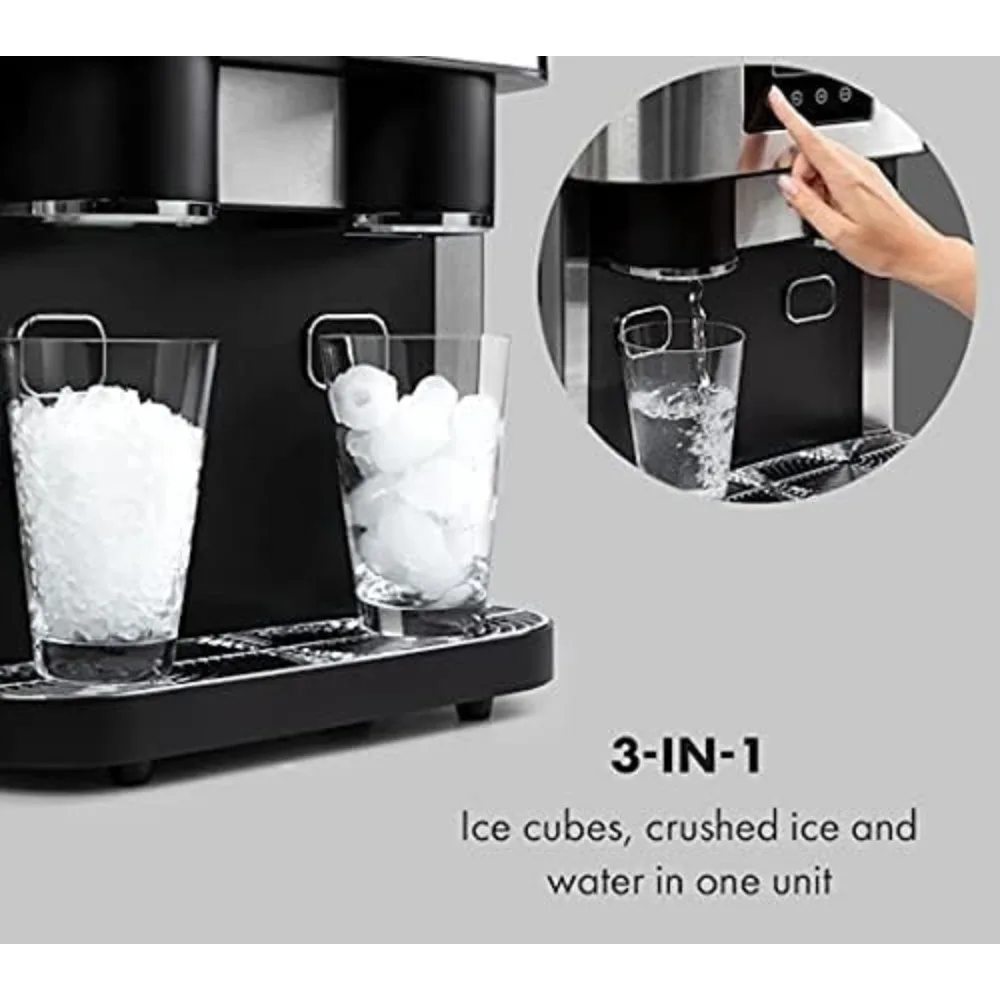 Crunchy Chewable Nugget Style Dual Ice Crusher e Cube Maker, bancada 3-em 1, faz 33 libras em 24 horas