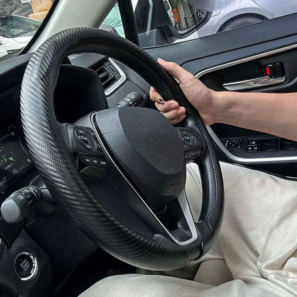 For Volvo Leather Carbon Fiber Auto Steering Wheel Cover XC60 XC90 V40 V60 S60 V50 V90 S80 C40 XC40 V70 XC70 C30 Car Accessories