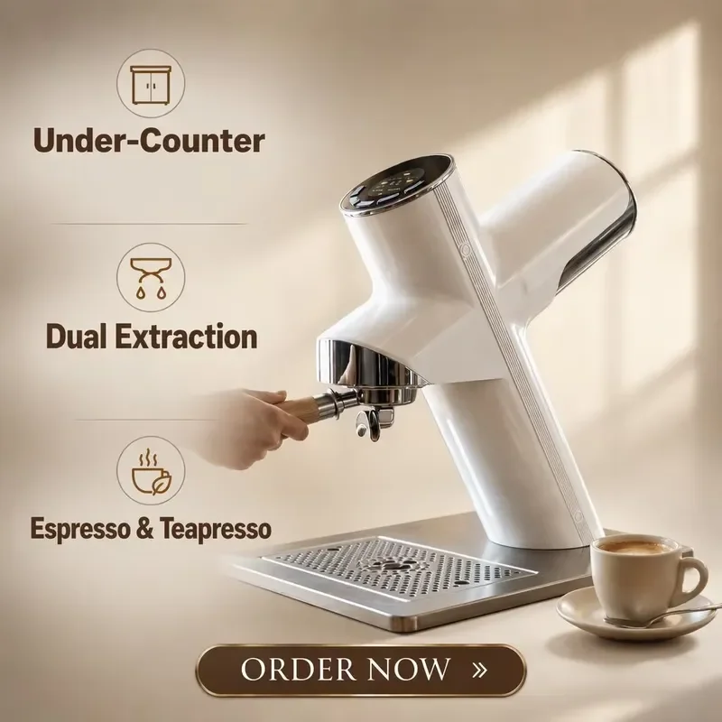Embedded Desktop Commercial Electric Espresso & Tea Maker Machine 9 Bar Pressure Semi-Automatic Operation Stainless Steel