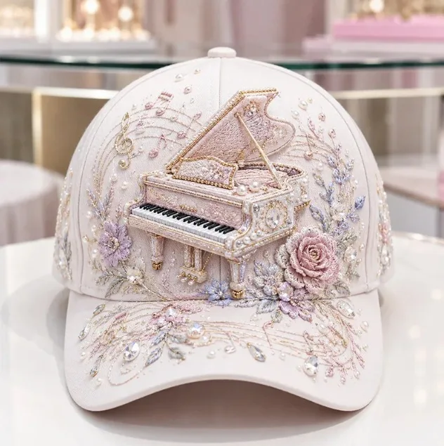 2026 New Arrival 3D Sublimation Baseball Cap, Musical Instrument & Music Note Print, Retro Style Versatile Peaked Hat