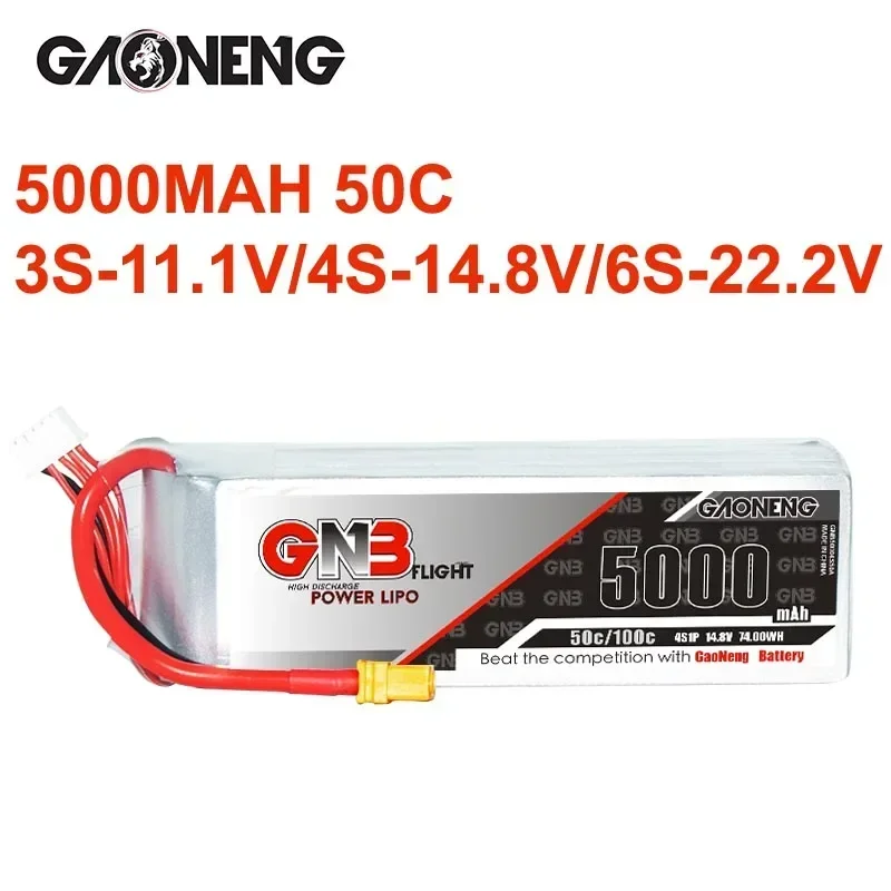 GNB 5000mAh 50C 3S-11.1V 4S-14.8V 6S-22.2V Lipo Battery With XT60/XT90 Plug For FPV Drone RC Helicopter Car Boat UAV Parts